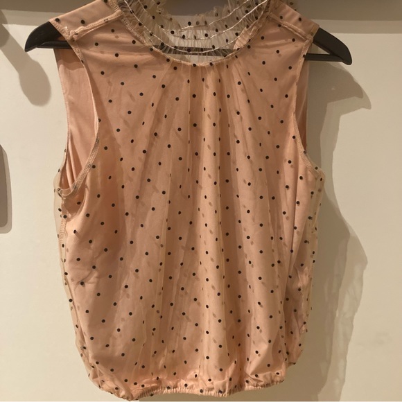 Banana Republic pink sleeveless blouse with polka dot overlay (S) - Picture 7 of 7